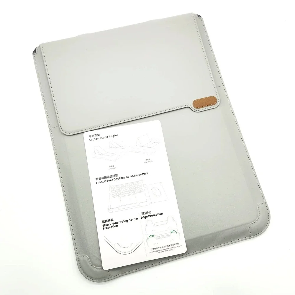 Nillkin 16 in PU Laptop Sleeve Stand Mouse Pad Handle Gray Travel‎ Office